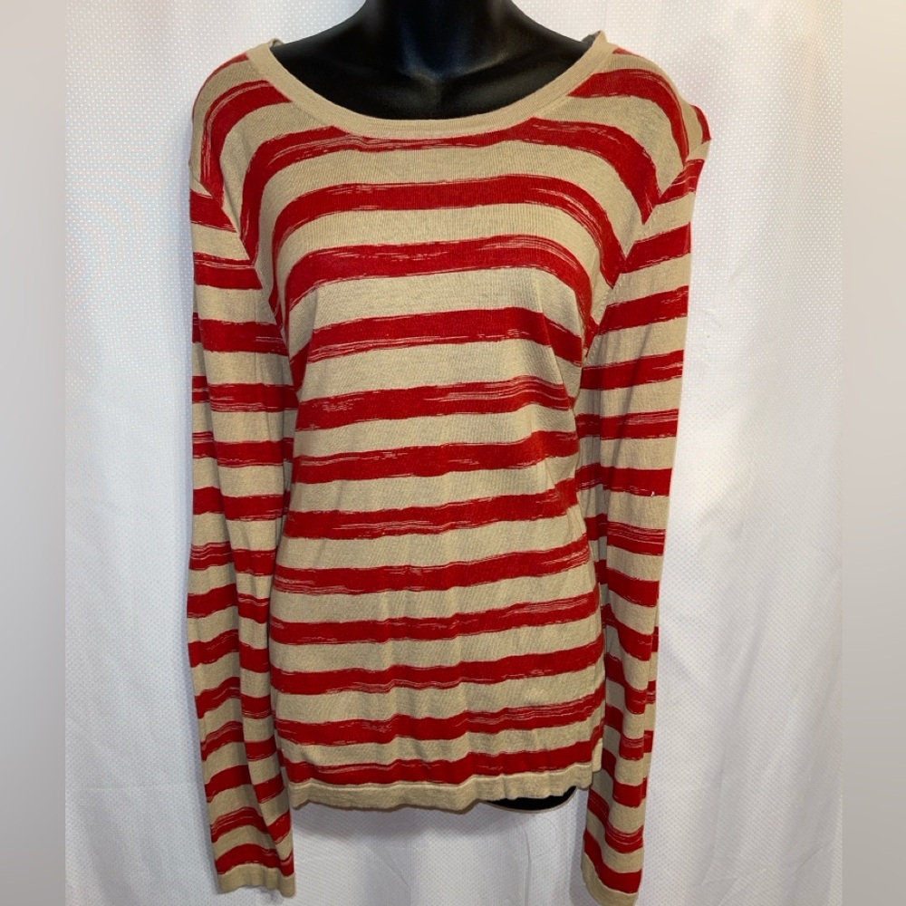 Michael Kors Red and Tan Striped top 3X - Picture 1 of 2